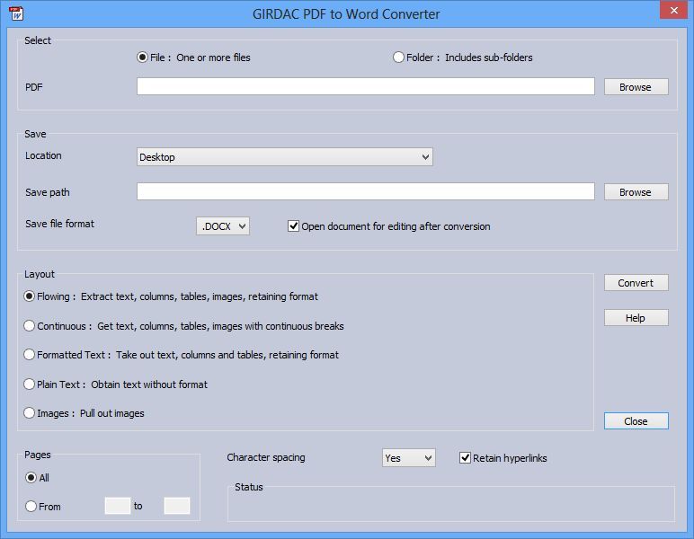 PDF to Word Converter in Windows-10-Aqua style