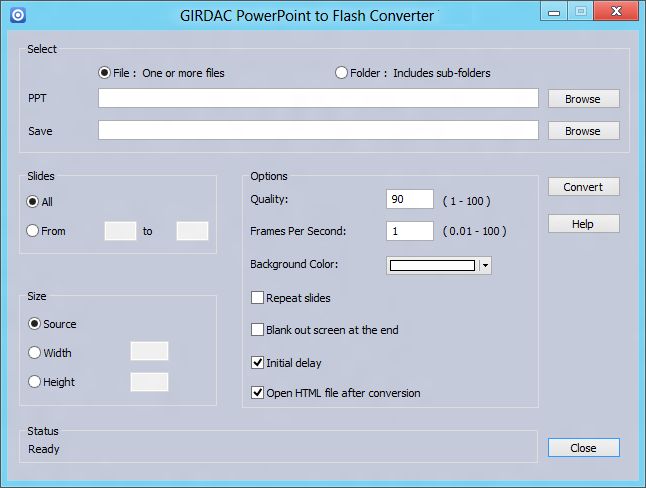 PowerPoint to Flash Converter in Windows-10-Aqua style