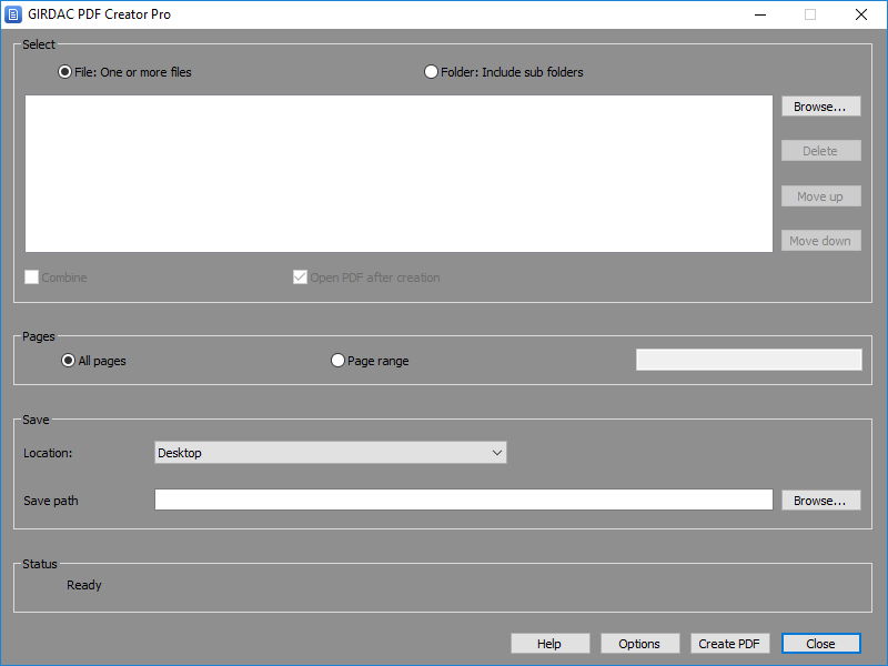 PDF Creator Pro in Windows-10-Black style